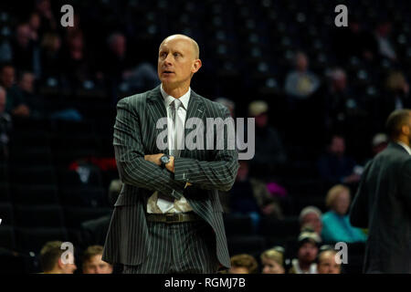 Winston-Salem, NC, USA. 30 Jan, 2019. Louisville Cardinals Head Coach Chris Mack während der ACC Basketball matchup an LJVM Coliseum in Winston-Salem, NC. (Scott Kinser/Cal Sport Media) Credit: Cal Sport Media/Alamy leben Nachrichten Stockfoto