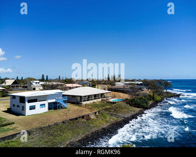 Antenne der Küstengebiete der Gemeinschaft der Innes Park an der Coral Coast in der Nähe von Bundaberg Queensland Australien Stockfoto