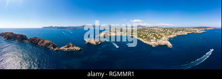 Spanien, Balearen, Mallorca, Region Calvia, Luftaufnahme von Islas Malgrats und Santa Ponca Stockfoto