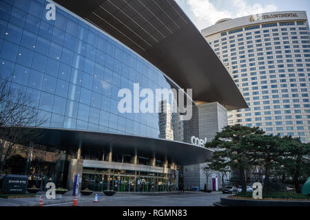 Seoul, Südkorea - Dezember, 2018: Blick auf Starfield Bibliothek in Starfield COEX Mall. Coex Convention and Exhibition Center in Gangnam Bezirk, Seoul. Stockfoto