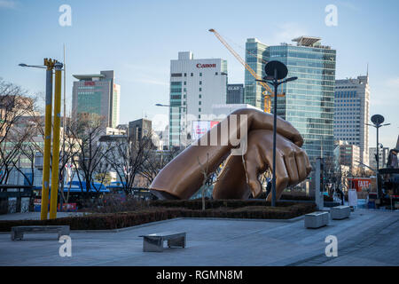 Seoul, Südkorea - Dezember, 2018: Blick auf Starfield Bibliothek in Starfield COEX Mall. Coex Convention and Exhibition Center in Gangnam Bezirk, Seoul. Stockfoto