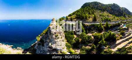 Spanien, Balearen, Mallorca, Region Andratx, Westküste, Serra de Tramuntana, Torre del Verger Stockfoto