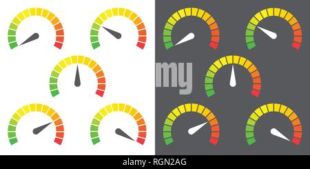 Meter der Beschilderung Infografik Anzeige Element von Grün auf Rot, Vektor, Abbildung Stock Vektor