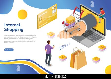 Internet Shopping Online Zahlungen isometrische Konzept Stock Vektor