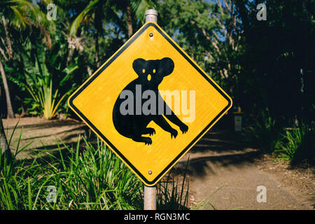 Australien, Magnetic Island, Koala Animal Crossing Sign Stockfoto