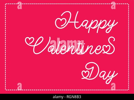 Valentinstag Schriftzug. Hand schriftliche Grußkartenvorlage mit Ecke für den Valentinstag. Grußkarte mit Liebe Herz. Stock Vektor