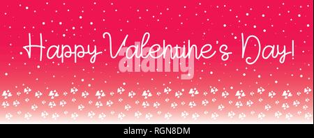 Valentinstag Schriftzug. Hand schriftliche Grußkartenvorlage mit Herzen und roten Farbverlauf Hintergrund mit Herzen und Sterne für den Valentinstag. Gree Stock Vektor