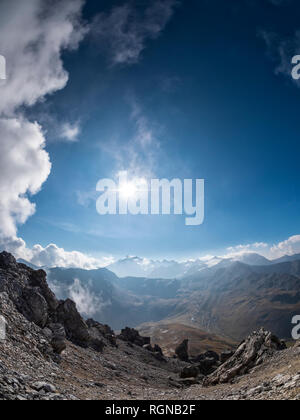 Grenzregion Italien Schweiz, Berglandschaft am Piz Umbrail-pass Stockfoto