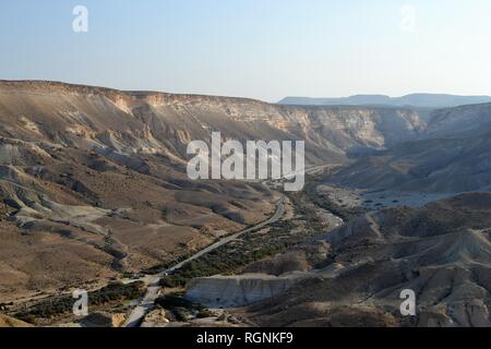 Die Wüste Negev, Nahal Tzin und ein Avedat von Sde Boker in Israel. Stockfoto