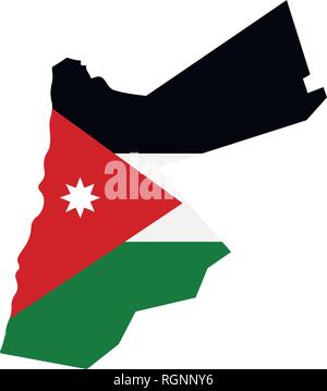 Karte von Jordanien mit Fahne im Inneren. Jordan Karte Vector Illustration Stock Vektor