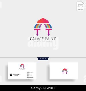 Palace Pinsel Farbe logo Vorlage vektor Symbol Elemente mit Business Card Stock Vektor