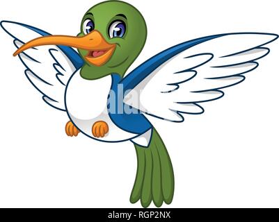 Hummingbird Cartoon Character Design, auf weißem Hintergrund, vector clip art Illustration. Stock Vektor