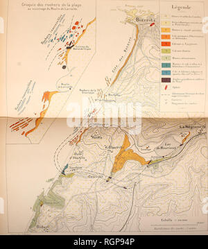 . Bulletin de la société géologique de France. Geologie. Nicht &lt;-- Croquis des Rochers de la plage au voisinage du Moulin de Larralde.. Carte géologique de la région et umfassen entre Biarritz Biarritz (Bs? sPyrénéesJ. Bitte beachten Sie, dass diese Bilder sind von der gescannten Seite Bilder, die digital für die Lesbarkeit verbessert haben mögen - Färbung und Aussehen dieser Abbildungen können nicht perfekt dem Original ähneln. extrahiert. Société géologique de France. Paris: La Société Stockfoto