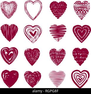 Rotes Herz Set von Symbolen. Liebe, Valentinstag, Romantik Symbol oder Label. Vector Illustration Stock Vektor