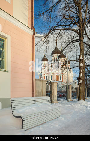 Winter in Tallinn, Estland. Stockfoto