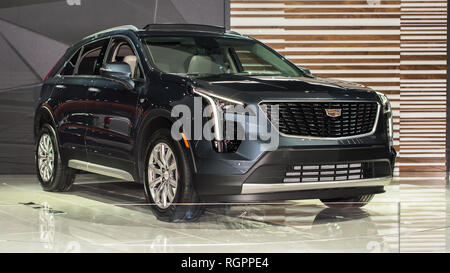 DETROIT, MI/USA - Januar 14, 2019: Ein 2019 Cadillac XT 4 Crossover auf der North American International Auto Show (NAIAS). Stockfoto