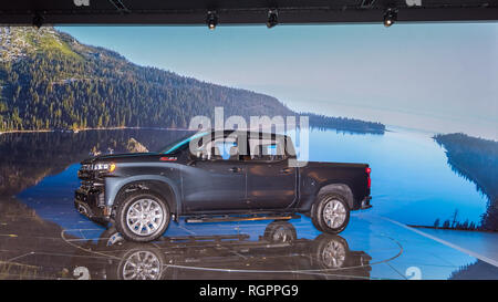 DETROIT, MI/USA - Januar 14, 2019: 2020 Chevy Silverado LTZ High Country mit Z71-Lkw auf der North American International Auto Show (NAIAS). Stockfoto