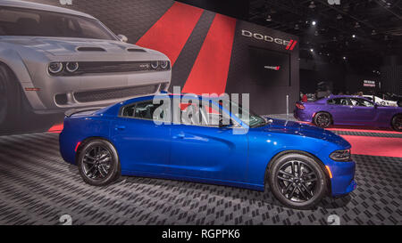 DETROIT, MI/USA - Januar 14, 2019: A 2019 Dodge Charger Auto auf der North American International Auto Show (NAIAS). Stockfoto