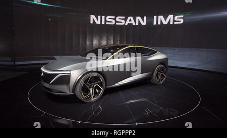 DETROIT, MI/USA - Januar 14, 2019: ein Nissan IMs elektrische Concept Car auf der North American International Auto Show (NAIAS). Stockfoto