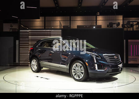 DETROIT, MI/USA - Januar 15, 2019: Ein 2020 Cadillac XT5 SUV auf der North American International Auto Show (NAIAS). Stockfoto