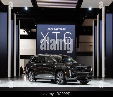 DETROIT, MI/USA - Januar 15, 2019: Ein 2020 Cadillac XT6 SUV auf der North American International Auto Show (NAIAS). Stockfoto