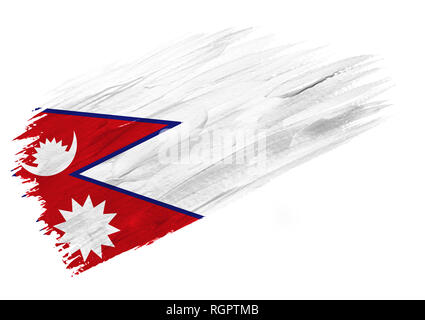 Gemalt Nepal Flagge. Hand stil Abbildung gezeichnet Stockfoto