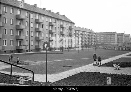 Wohnungsbau, Erste Plattenbauten, 1962, Gohlis-Nord, Leipzig, Sachsen, DDR, Deutschland Stockfoto