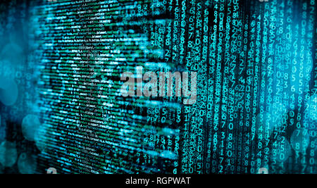 Programmierung Code mit Matrix und abstrakter Technischer Hintergrund in blau Stockfoto