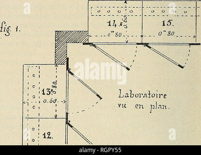 . Bulletin de la SociÃ©tÃ© nationale d'Acclimatation de France. SociÃ©tÃ© nationale d'Acclimatation de France; Tiere; Zoologie, Wirtschaft, Botanik, Wirtschaftliche. 348 BULLETIN DE LA SOCIÃTÃ d'Acclimatation rindication de quelques Cabanes, Leur Disposition" ainsi que l'Ouverture de leurs Portes. La Abbildung 2 Donne la Coupe partielle du Laboratoire À-tra-Vers une Cabane d'Ã©levage, avec Tindication de La Terrasse de toiture et d'un-store de Schutz. Dans ces Cabanes il faut pourvoir À la nourriture des Che-nilles: Auf doit fournir À la plupart d'entre Elles de Feuilles de vÃ©gÃ©taux Apj) ropr Stockfoto