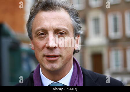Tom Newton Dunn in Westminster, London, Großbritannien, am 29. Januar 2019. Berufe Journalisten Medien. Die Sonne Zeitung. Politische Redakteur der Sonne Zeitung. Stockfoto