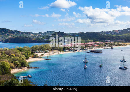 Sandalen. Pigeon Island, Rodney Bay, Gros Islet, St. Lucia, Karibik. Stockfoto