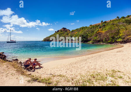 Tropical Beach, Pigeon Island, Rodney Bay, Gros Islet, St. Lucia, Karibik. Stockfoto