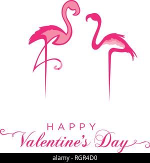 Rosa Flamingos. Valentinstag Gruß Stock Vektor