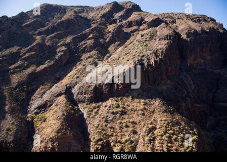 Berge Blick vom Tal Barranco De La Aldea de San Nicolas, Gran Canaria, Spanien Stockfoto