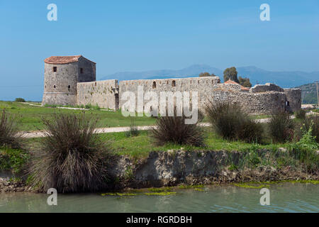 Venezianische dreieckigen Burg, Butrint, Vivar Kanal, Albanien Stockfoto