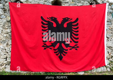 Albanische Flagge, Albanien Stockfoto