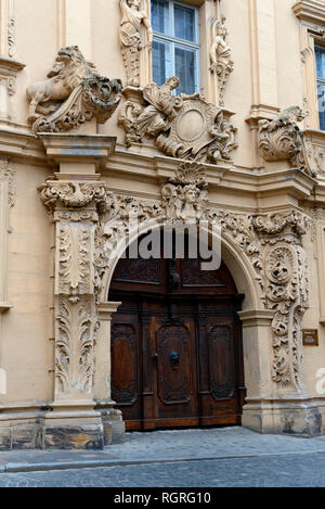 Boetingerhaus, Eingangstuer, Bamberg, Oberfranken, Bayern, Deutschland, Europa, Buergerpalast, Buergerpalais, Judenstrasse, Bötingerhaus, Bürgerpalast Stockfoto