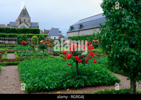 Gemuesegarten von Schloss Villandry, Indre-et-Loire, Loiretal, Loire-Tal, Centre, Frankreich, Chateau de Villandry Stockfoto