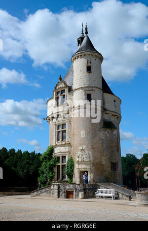 Bergfried, Schloss, Chenonceau, Turm der Marques, Chateau de Chenonceau, Amboise, Indre-et-Loire, Region Centre, Frankreich, Europa Stockfoto