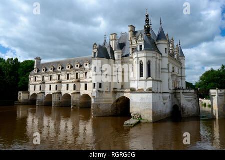 Schloss Chenonceau an der Cher, Chateau de Chenonceau, Amboise, Indre-et-Loire, Region Centre, Frankreich, Europa Stockfoto