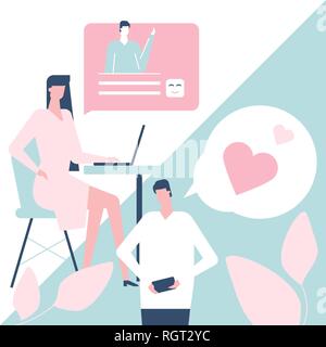 Dating-App - flaches Design Style farbige Abbildung Stock Vektor