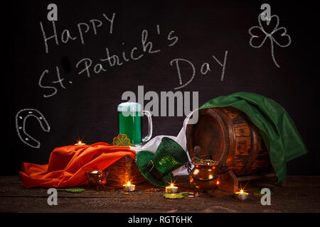 St. Patrick's Day Nachricht, Kreide Inschrift auf einer Tafel Stockfoto