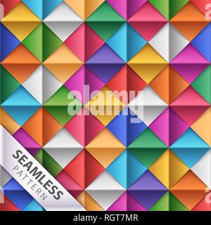 Papier, Quadrat, Origami nahtlose Muster. Stock Vektor