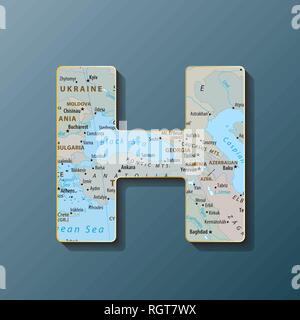 Vector Illustration von Großbuchstaben H mit Karte Monogrammen, Logos, Embleme Stock Vektor