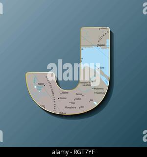 Vector Illustration der Großbuchstabe j mit Karte Monogrammen, Logos, Embleme Stock Vektor