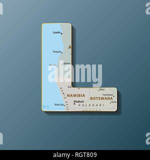 Vector Illustration der Großbuchstabe l mit Karte Monogrammen, Logos, Embleme Stock Vektor
