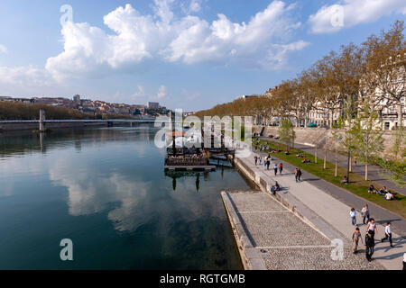 Rhône und Quai du Général Sarrail, Lyon, Auvergne-Rh ône-Alpes, Frankreich Stockfoto