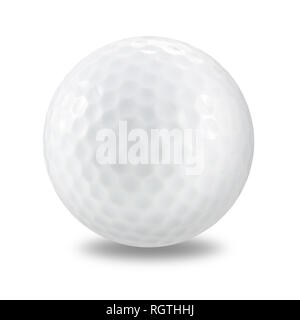 Golf Ball auf einen weißen Hintergrund mit Freistellungspfad Stockfoto