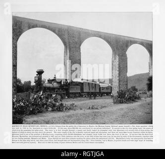 Aquädukt in der Nähe von Queretaro, Mexico, Antike mexikanischen Foto, 1893 Stockfoto