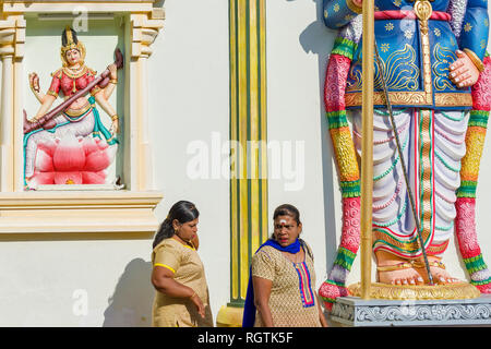 Gottheit bei der Eingabe der Sri Mahamariamman Tempel in Georgetown, Penang, Malaysia, Stockfoto